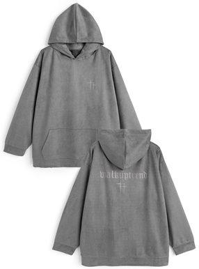 ロゴプリントスエードトップス