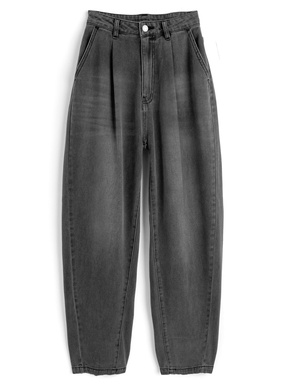ハイウエストタックテーパードデニムパンツ