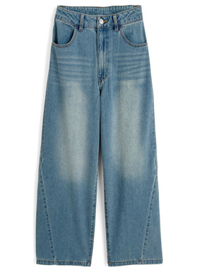 サイドVラインワイドデニムパンツ