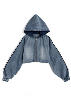 サイドラインデニムジップパーカー