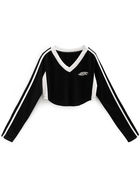 ラインクロップド丈Tシャツ