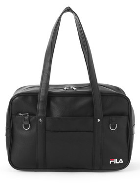 FILA　ロゴ刺繍レザーボストンバッグ