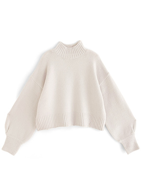 サムホール付きハイネックニットトップス