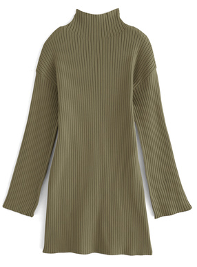 ハイネックリブニットミニワンピース