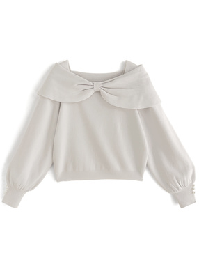 前後2Wayリボンニットトップス