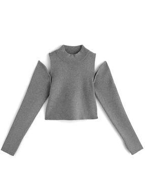 ショルダーオープンニットトップス