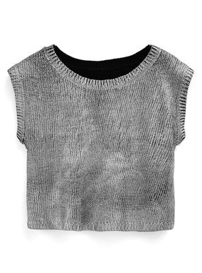 メタリックショート丈ニットベスト