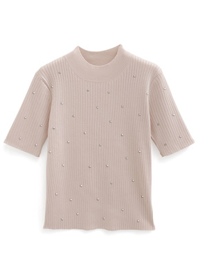 ラインストーンニットトップス