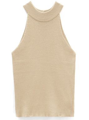 ホルターネックリブニットタンクトップ