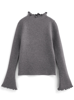 裏シャギーメロウフレアスリーブニットトップス