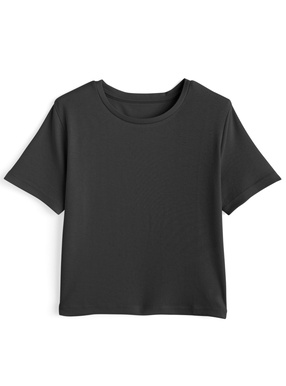 クルーネックショート丈Tシャツ