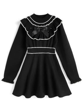 リボンフリルフレアミニワンピース