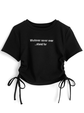 箔プリントロゴドロストトップス