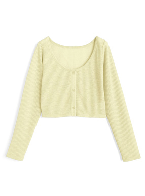 リブクロップド丈シアーカーディガン