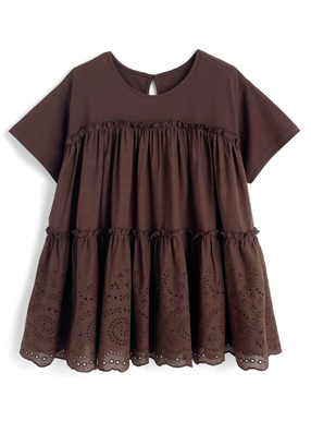 ティアードカットワークレースドッキングTシャツ