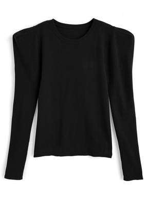 カシミヤタッチパワーショルダーニットトップス