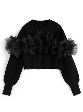 チュールフリルニットトップス