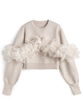 チュールフリルニットトップス