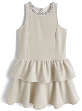 ネックパールノースリーブフレアミニワンピース