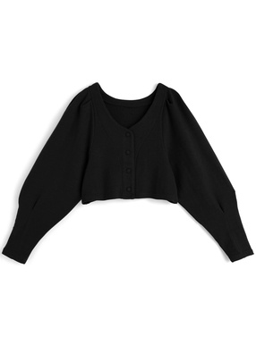 Vネックショート丈カーディガン