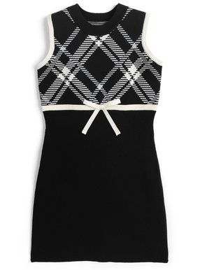チェック柄ノースリーブニットミニワンピース