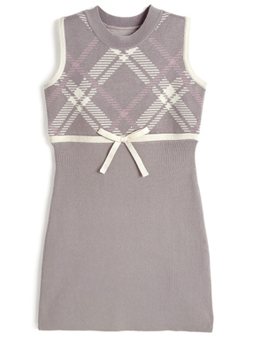 チェック柄ノースリーブニットミニワンピース