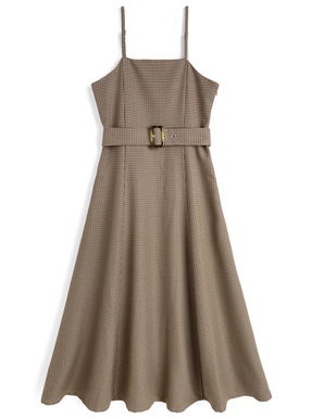 ベルト付き千鳥柄キャミソールワンピース