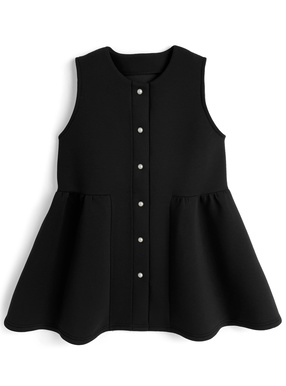 パールボタンノースリーブペプラムベスト