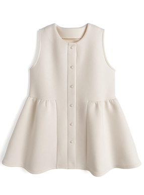 パールボタンノースリーブペプラムベスト