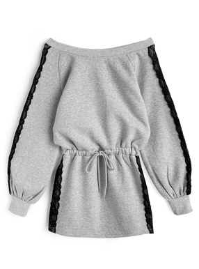 オフショルダーサイドレーススウェットワンピース