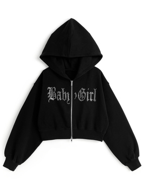 ラインストーンロゴダブルジップパーカー