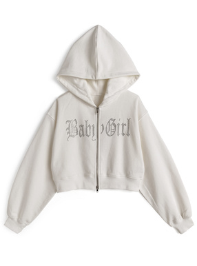 ラインストーンロゴダブルジップパーカー