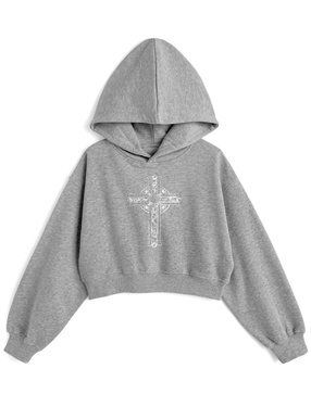 ラインストーンクロスロゴスウェットパーカー