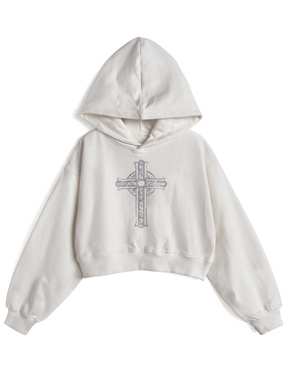 ラインストーンクロスロゴスウェットパーカー