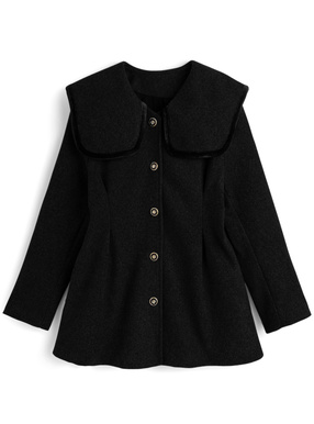 ベロアパイピングカラーミドル丈コート