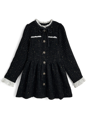 リボンフリルツイードフレアミニコート