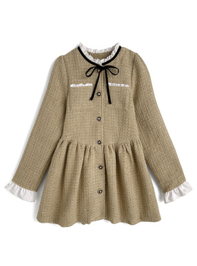 リボンフリルツイードフレアミニコート