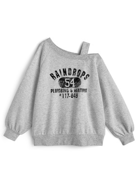 ワンショルダーロゴプリントスウェットトップス