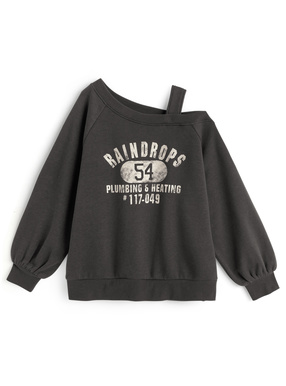 ワンショルダーロゴプリントスウェットトップス