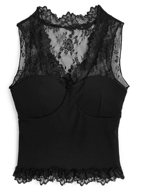 カップ付きレースタンクトップ