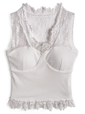 カップ付きレースタンクトップ