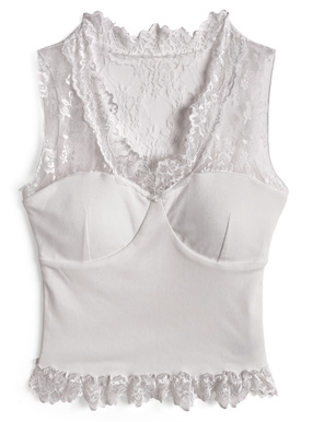 カップ付きレースタンクトップ