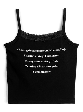 カップ付きレースロゴプリントキャミソール