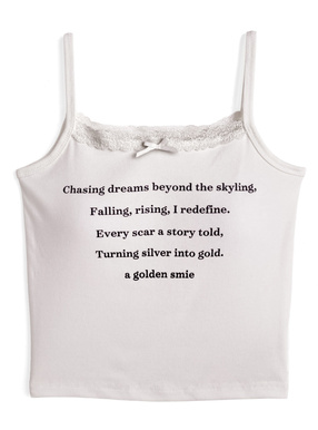 カップ付きレースロゴプリントキャミソール