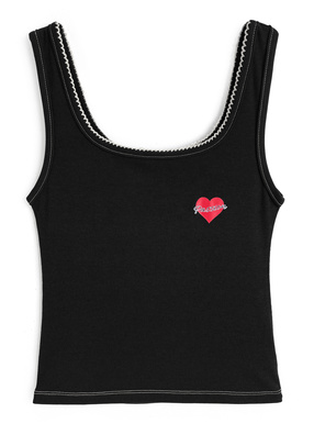 配色ステッチロゴプリントタンクトップ