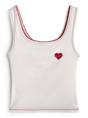 配色ステッチロゴプリントタンクトップ