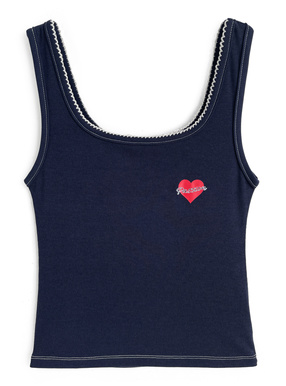 配色ステッチロゴプリントタンクトップ