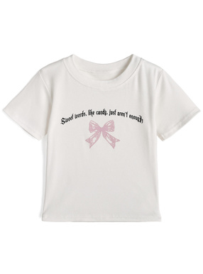 リボンロゴプリントTシャツ