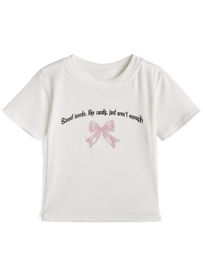 リボンロゴプリントTシャツ