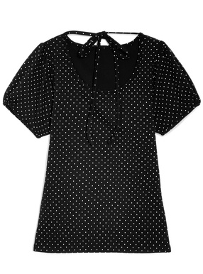 ILLIT アイリットドット柄ネックリボントップス